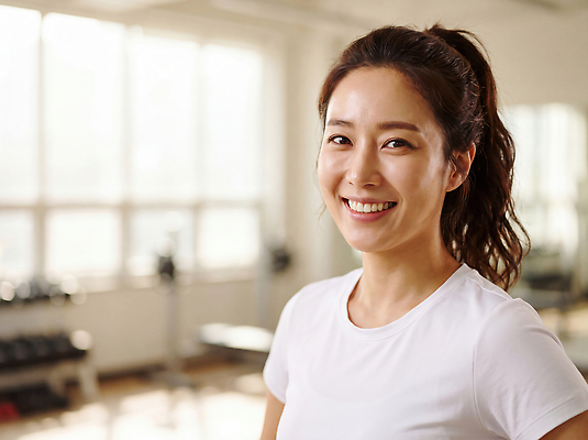 JPG 편집이미지 여자 창문 건강 미소 운동복 운동 운동기구 헬스 아령 헬스장 포니테일 운동시설 자기관리 의료성형뷰티 편집실사 AI인물포토 AI콘텐츠 헤어스타일 옷 표정 사람 CG 시설 파일형식 AI포토