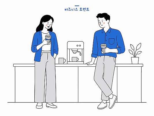 여자 남자 커피 음료 일러스트 회사 비즈니스 휴식 직장 실내 대화 컵 사무실 업무 직장인 커피메이커 계산대 직원 국내일러스트 AI파일 직업 식기 컨셉 말하기 사람 내부 작업 커피용품 파일형식 벡터 모션 오브젝트
