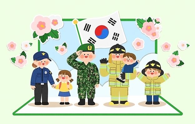 직업 어린이 유니폼 일러스트 한국 안전 사람 군인 경찰 국기 태극기 소방관 군복 경찰복 무궁화 경례 공공기관 방호복 국내일러스트 AI파일 옷 꽃 아시아 인사 구조원 소방 국군 파일형식 벡터 식물 나라 예절