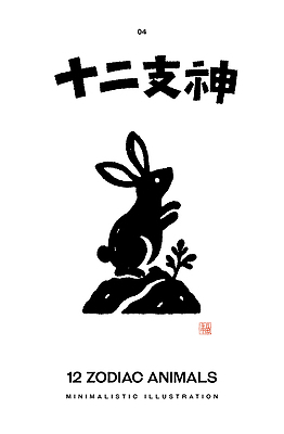 문자 포유류 반려동물 흰색 파일형식 벡터 십이지신 토끼 한글 동물그림 흰배경 바위 풀 식물 디자인 AI파일 일러스트 국내일러스트