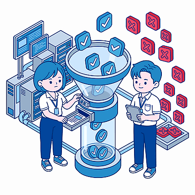 일러스트 사람 두명 컴퓨터 태블릿 모니터 수리 X 분석 체크 검사 교체 오류 AI_인공지능 국내일러스트 AI파일 알파벳 컨셉 전자제품 스마트기기 파일형식 벡터 영어 문자