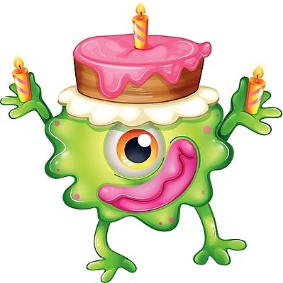 EPS 해외이미지 캐릭터 일러스트 사람없음 케이크 생일 몬스터 해외202004 해외일러스트 일러캐릭터 기념일 디저트 파일형식 벡터