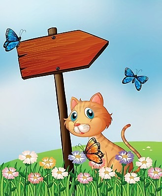 EPS 해외이미지 꽃 화살표 나비 일러스트 사람없음 정원 고양이 해외202004 해외일러스트 식물 곤충 포유류 반려동물 파일형식 벡터