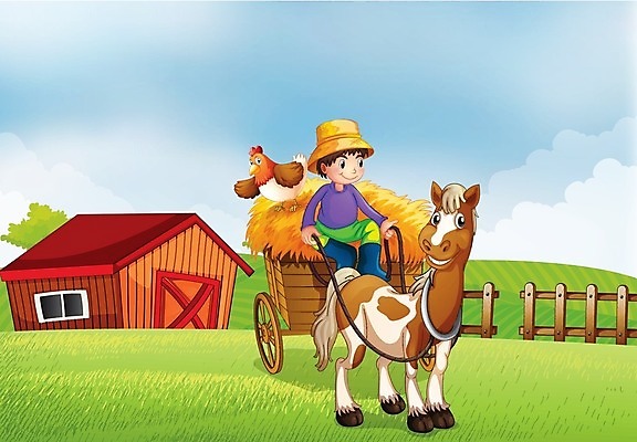 EPS 해외이미지 나무 식물 동물 구름 남자 어린이 잎 밭 채소 일러스트 자연 하늘 사람 소년 야외 파란색 농작물 울타리 농장 농경지 흰색 농부 오두막 그림 마차 외양간 밭일 소년한명만 해외202004 해외일러스트 자연요소 직업 교통수단 컬러 농업 담장 생태계 남자한명만 소년만 파일형식 벡터