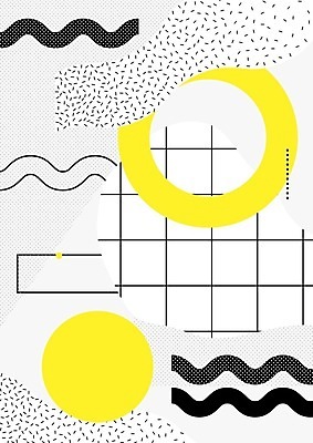 EPS 해외이미지 모양 디자인 포스터 선 백그라운드 패턴 일러스트 추상 사람없음 그래픽 장식 노란색 검은색 흰색 점 원형 기하학 팝 멤피스디자인 해외202004 해외일러스트 도형 컬러 무늬 파일형식 벡터