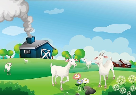 EPS 해외이미지 나무 식물 동물 구름 꽃 잎 밭 채소 일러스트 자연 하늘 염소 사람없음 야외 파란색 농작물 농장 농경지 회색 바위 흰색 오염 농부 오두막 그림 외양간 밭일 해외202004 해외일러스트 자연요소 직업 컬러 농업 포유류 돌_바위 생태계 파일형식 벡터