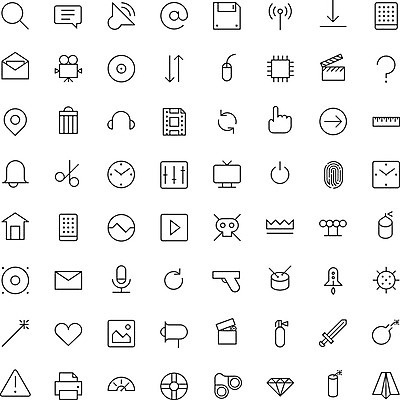 EPS 해외이미지 클립아트 디자인 무기 선 음악 일러스트 버튼 그래픽 텔레비전 웹 소리 디스크 범죄 심볼 영화 사인 UI 얇은 엘리먼트 인터페이스 프로그램 사용자 해외202004 해외일러스트 인터넷 문화예술 전자제품 질병 파일형식 벡터