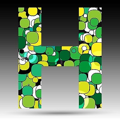 EPS 해외이미지 알파벳 일러스트 텍스트 대문자 사람없음 그래픽 초록색 물방울무늬 H 해외202004 해외일러스트 영어 컬러 무늬 파일형식 벡터