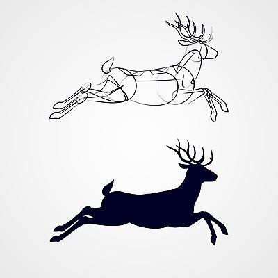 EPS 해외이미지 모양 동물 템플릿 디자인 실루엣 백그라운드 크리스마스 일러스트 사슴 뿔 사람없음 그래픽 달리기 검은색 흰색 스케치 그림 심플 순록 엘리먼트 해외202004 해외일러스트 기념일 컬러 포유류 모션 촬영기법 미술 파일형식 벡터