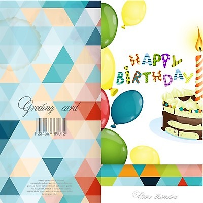 EPS 해외이미지 배너 기념일 행복 일러스트 선물 이벤트 팜플렛 사람없음 파티 케이크 축하 생일 초대 축하카드 생일축하 풍선 기하학 생일카드 해외202004 해외일러스트 감정 컨셉 무늬 디저트 카드_감사 파일형식 벡터