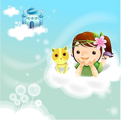 EPS 구름 여자 초등학생 어린이 백그라운드 일러스트 상상 하늘 요정 한명 사람 소녀 10대 판타지 고양이 궁전 꿈 성 순수 여자만 여자한명만 소녀만 국내일러스트 자연요소 1 학생 건축물 컨셉 고건축 포유류 청소년 반려동물 어린이만 파일형식 벡터