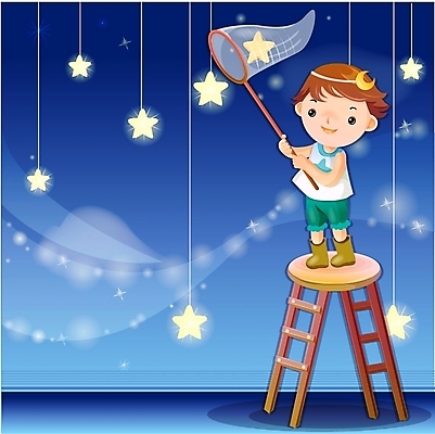 EPS 남자 별 초등학생 어린이 일러스트 사다리 상상 하늘 요정 한명 사람 소년 판타지 꿈 순수 채집망 남자만 남자한명만 어린이만 소년만 소년한명만 국내일러스트 자연요소 1 학생 컨셉 도구 파일형식 벡터