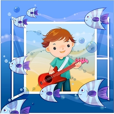 EPS 남자 초등학생 어린이 악기 바다 연주 일러스트 상상 현악기 요정 어류 한명 사람 소년 판타지 꿈 기타 순수 남자만 남자한명만 어린이만 소년만 소년한명만 국내일러스트 1 학생 음악 컨셉 수중동물 파일형식 벡터