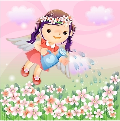 EPS 여자 꽃 초등학생 어린이 꽃밭 일러스트 상상 하늘 요정 한명 사람 소녀 야외 10대 판타지 정원 꿈 물뿌리개 꽃집 순수 여자만 여자한명만 소녀만 국내일러스트 식물 1 학생 컨셉 청소년 상점 어린이만 파일형식 벡터