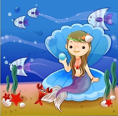 EPS 어린이 바다 일러스트 상상 조개 요정 어류 소녀 판타지 꿈 순수 진주 인어공주 여자만 어린이만 소녀만 가상인물 국내일러스트 여자 컨셉 동화 어패류 사람 수중동물 보석 공주님 파일형식 벡터