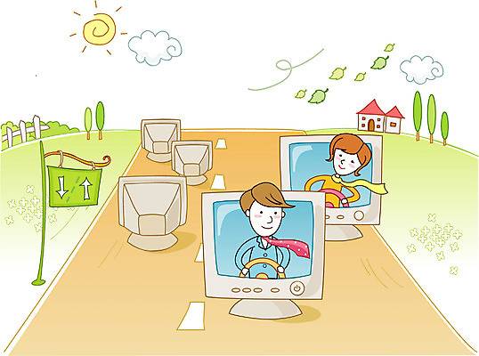 EPS 주간 여자 남자 도로 일러스트 회사 비즈니스 교통시설 사람 야외 두명 컴퓨터 운전 비즈니스맨 비즈니스우먼 국내일러스트 자연요소 길 교통 모션 전자제품 직장인 시설 파일형식 벡터