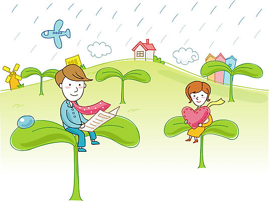 EPS 주간 여자 남자 일러스트 회사 비즈니스 사람 야외 두명 새싹 성장 비즈니스맨 비즈니스우먼 작업실 국내일러스트 자연요소 식물 직장인 파일형식 벡터