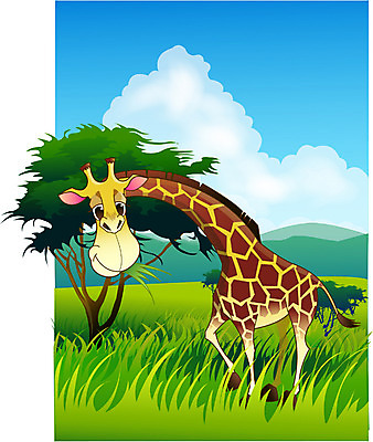 EPS 주간 동물 척추동물 한마리 육지동물 야생동물 일러스트 포유류 아프리카 자연 동물원 초원 사람없음 야외 기린 사파리 국내일러스트 자연요소 1 나라 생태계 파일형식 벡터