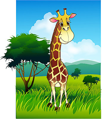 EPS 주간 동물 척추동물 한마리 육지동물 야생동물 일러스트 포유류 아프리카 자연 동물원 초원 사람없음 야외 기린 사파리 국내일러스트 자연요소 1 나라 생태계 파일형식 벡터