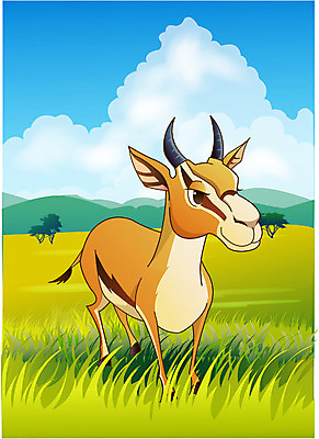 EPS 주간 동물 척추동물 한마리 육지동물 야생동물 일러스트 포유류 아프리카 자연 동물원 초원 사람없음 야외 사파리 영양 케냐 가젤 톰슨가젤 영양_동물 국내일러스트 자연요소 1 나라 생태계 파일형식 벡터