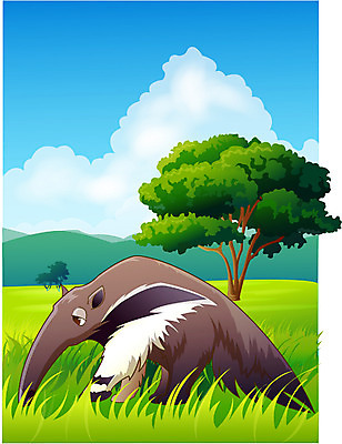 EPS 주간 동물 척추동물 한마리 육지동물 야생동물 일러스트 포유류 아프리카 자연 동물원 초원 사람없음 야외 사파리 케냐 개미핥기 국내일러스트 자연요소 1 나라 생태계 파일형식 벡터
