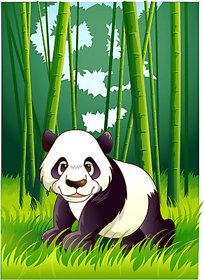EPS 주간 동물 척추동물 한마리 육지동물 야생동물 일러스트 곰 포유류 동물원 사람없음 야외 판다 대나무 대나무밭 국내일러스트 자연요소 나무 1 밭 파일형식 벡터