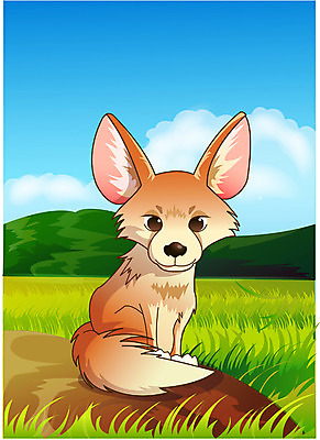 EPS 주간 동물 척추동물 한마리 육지동물 야생동물 일러스트 포유류 동물원 초원 사람없음 야외 사파리 여우 사막여우 페넥여우 국내일러스트 자연요소 1 파일형식 벡터