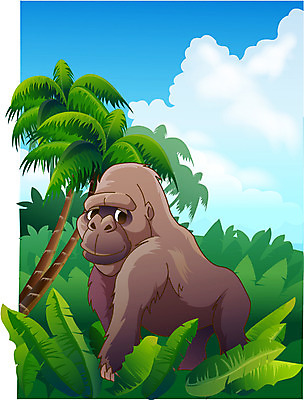 EPS 동물 척추동물 한마리 육지동물 야생동물 일러스트 포유류 아프리카 산 동물원 사람없음 열대우림 유인원 고릴라 오랑우탄 국내일러스트 1 나라 숲 파일형식 벡터