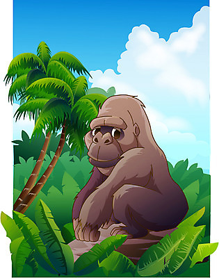 EPS 주간 동물 척추동물 한마리 육지동물 야생동물 일러스트 포유류 아프리카 산 동물원 사람없음 야외 열대우림 유인원 고릴라 오랑우탄 국내일러스트 자연요소 1 나라 숲 파일형식 벡터