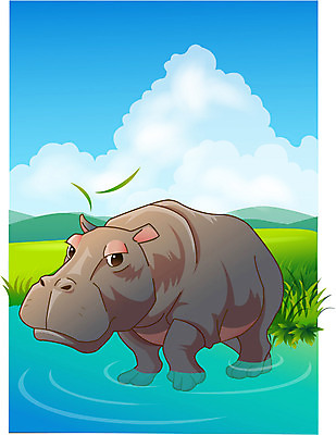 EPS 주간 동물 구름 척추동물 한마리 육지동물 야생동물 일러스트 포유류 아프리카 자연 휴식 동물원 초원 사람없음 야외 열대우림 사파리 하마 국내일러스트 자연요소 1 나라 컨셉 숲 생태계 파일형식 벡터