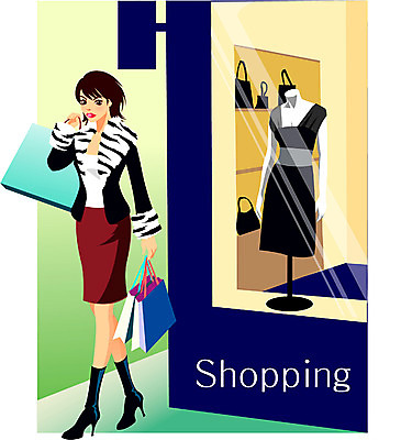 EPS 옷 여자 일러스트 한명 사람 20대 성인 야외 쇼핑 쇼핑백 상점 마네킹 여성복 쇼윈도 여자만 여자한명만 성인여자만 청년만 청년여자만 성인한명만 청년여자한명만 성인여자한명만 성인만 국내일러스트 1 가방 청년 전시 파일형식 벡터