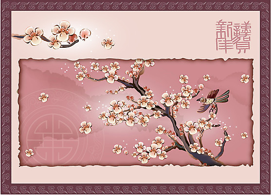 EPS 식물 템플릿 꽃 백그라운드 카드템플릿 봄꽃 자연 조류 새해 꽃나무 한그루 풍경 사람없음 나뭇가지 연하장 매화 매화나무 십장생 이미지템플릿 카드프레임 나무 동물 1 카드_감사 프레임 봄 생태계 파일형식 벡터