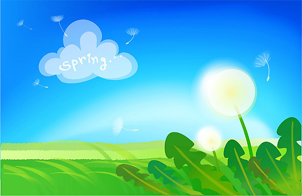 EPS 주간 식물 계절 꽃 백그라운드 일러스트 봄꽃 자연 하늘 바람 사람없음 야외 봄 민들레 민들레홀씨 국내일러스트 자연요소 날씨 생태계 파일형식 벡터