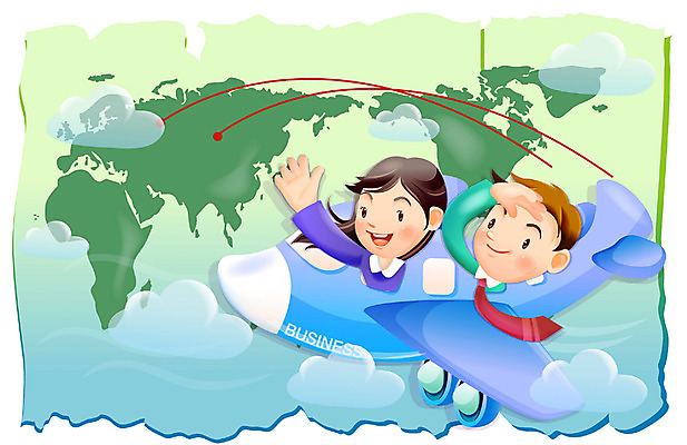 EPS 여자 남자 여행 지도 일러스트 비즈니스 모션 비행기 사람 정장 성인 두명 노트북 직장인 비즈니스맨 비즈니스우먼 출장 성인만 국내일러스트 직업 옷 항공교통 대중교통 전자제품 파일형식 벡터