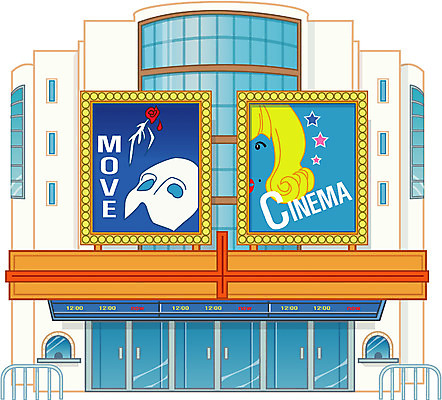 EPS 시설물 현대건축 건축 일러스트 빌딩 사람없음 건물 도시 도심 영화관 극장 문화시설 영화극장 국내일러스트 건축물 시설 파일형식 벡터