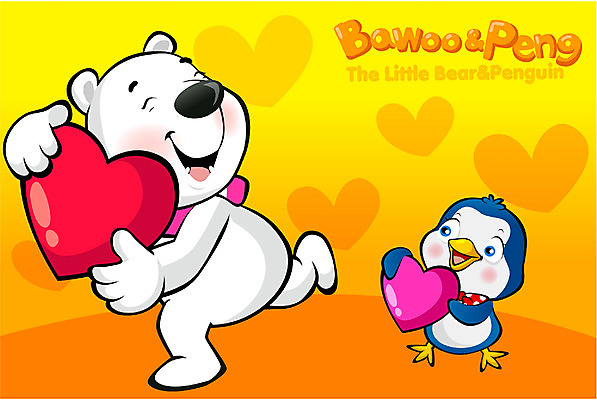 EPS 동물 척추동물 캐릭터 육지동물 감정 동물캐릭터 일러스트 홍보캐릭터 포유류 선물 사랑 이벤트 사람없음 하트 새캐릭터 곰캐릭터 펭귄 북극곰 펭귄캐릭터 바우와펭이 펭이 일러캐릭터 모양 곰 조류 파일형식 벡터