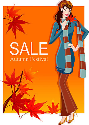 EPS 계절 여자 단풍 일러스트 한명 사람 이벤트 20대 성인 쇼핑 세일 가을 여자만 여자한명만 성인여자만 청년만 청년여자만 성인한명만 청년여자한명만 성인여자한명만 성인만 국내일러스트 1 잎 청년 파일형식 벡터