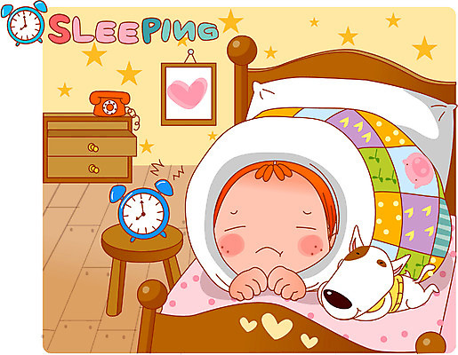 EPS 동물 라이프스타일 여자 반려견 시계 가구 액자 일러스트 아침 주택 실내 한명 사람 20대 성인 10대 반려동물 눕기 침실 이불 자명종 침대 시간 잠 수면 개 강아지 질병 지각 감기 전화기 협탁 늦잠 보니 8시 몸살 뭉이 여자만 여자한명만 국내일러스트 일러캐릭터 주간 캐릭터 1 생활용품 포유류 의학 침구 모션 청소년 청년 내부 건물 생활 물 알람 파일형식 벡터