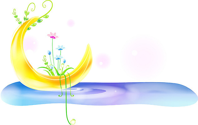 EPS 자연요소 사계절 계절 꽃 호수 백그라운드 일러스트 자연 사람없음 물 봄 달 초승달 국내일러스트 식물 생태계 파일형식 벡터