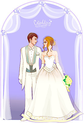 EPS 커플 여자 남자 신부 부케 웨딩드레스 신랑 결혼 일러스트 결혼식 사람 정장 턱시도 두명 로맨틱 국내일러스트 드레스 옷 꽃다발 컨셉 관계 이벤트 파일형식 벡터