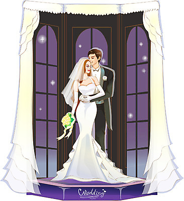 EPS 커플 여자 남자 신부 부케 웨딩드레스 신랑 결혼 일러스트 창문 결혼식 실내 사랑 사람 정장 턱시도 두명 로맨틱 커튼 야간 창가 국내일러스트 자연요소 드레스 옷 감정 꽃다발 컨셉 관계 이벤트 내부 파일형식 벡터