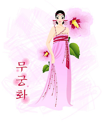 EPS 전신 식물 모델 드레스 여자 꽃 분홍색 컬러 일러스트 한명 서기 사람 20대 성인 무궁화 여자만 여자한명만 성인여자만 청년만 청년여자만 성인한명만 청년여자한명만 성인여자한명만 성인만 국내일러스트 1 옷 모션 청년 파일형식 벡터