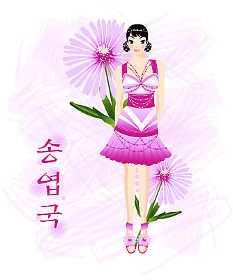 EPS 전신 식물 모델 드레스 여자 꽃 컬러 일러스트 한명 서기 사람 20대 성인 보라색 송엽국 여자만 여자한명만 성인여자만 청년만 청년여자만 성인한명만 청년여자한명만 성인여자한명만 성인만 국내일러스트 1 옷 모션 청년 파일형식 벡터