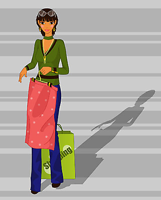 EPS 전신 모델 옷 여자 일러스트 그림자 한명 서기 사람 20대 성인 쇼핑 치마 선글라스 쇼핑백 단발머리 여자만 여자한명만 성인여자만 청년만 청년여자만 성인한명만 청년여자한명만 성인여자한명만 성인만 국내일러스트 1 헤어스타일 안경 가방 모션 하의 청년 파일형식 벡터