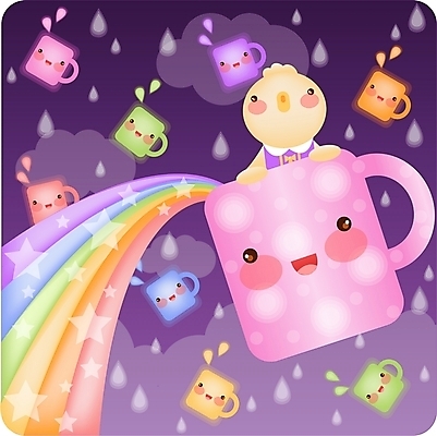 EPS 동물 척추동물 캐릭터 별 동물캐릭터 백그라운드 무지개 일러스트 병아리 상반신 사람없음 야외 컵 머그컵 닭 새캐릭터 닭캐릭터 일러캐릭터 자연요소 식기 조류 파일형식 벡터