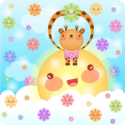 EPS 주간 전신 동물 척추동물 캐릭터 육지동물 동물캐릭터 백그라운드 일러스트 포유류 앉기 사람없음 야외 태양 기린 일러캐릭터 자연요소 모션 파일형식 벡터