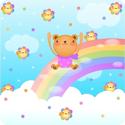 EPS 주간 전신 동물 척추동물 캐릭터 육지동물 동물캐릭터 백그라운드 무지개 일러스트 포유류 하늘 앉기 사람없음 야외 곰캐릭터 일러캐릭터 자연요소 곰 모션 파일형식 벡터