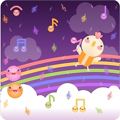 EPS 전신 동물 척추동물 캐릭터 음악 동물캐릭터 백그라운드 무지개 음표 일러스트 서기 사람없음 야외 닭 새캐릭터 닭캐릭터 일러캐릭터 자연요소 기호 모션 조류 문화예술 파일형식 벡터