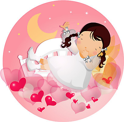 EPS 전신 여자 별 초등학생 어린이 일러스트 상상 요정 사랑 한명 사람 야외 판타지 눕기 달 하트 야간 초승달 여자만 여자한명만 어린이만 소녀만 소녀한명만 국내일러스트 자연요소 모양 1 학생 감정 모션 파일형식 벡터