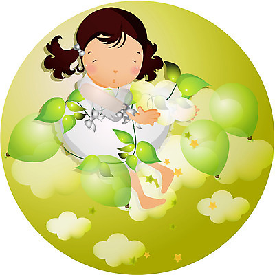 EPS 전신 여자 별 초등학생 어린이 일러스트 상상 한명 사람 앉기 초록색 판타지 새싹 풍선 여자만 여자한명만 어린이만 소녀만 소녀한명만 국내일러스트 자연요소 식물 1 학생 컬러 모션 파일형식 벡터